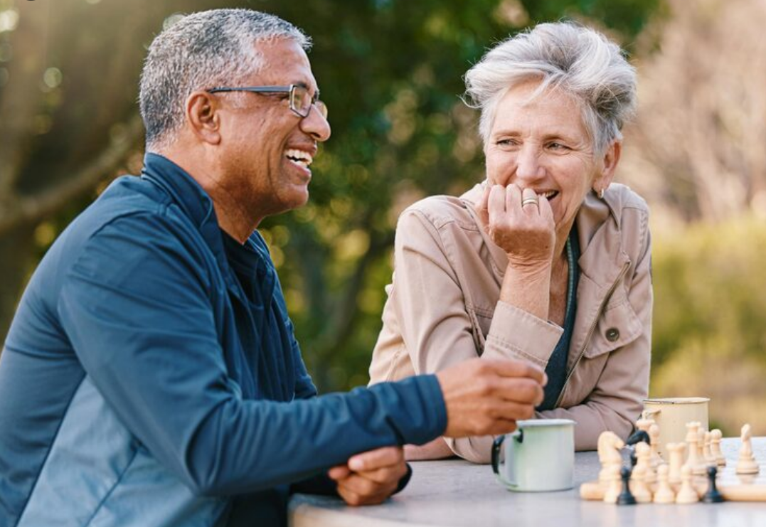 Mature couple sharing a calm outdoor date together