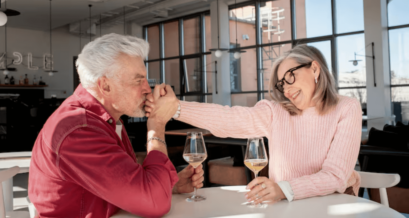 Mature couple sharing a relaxed walk outdoors
