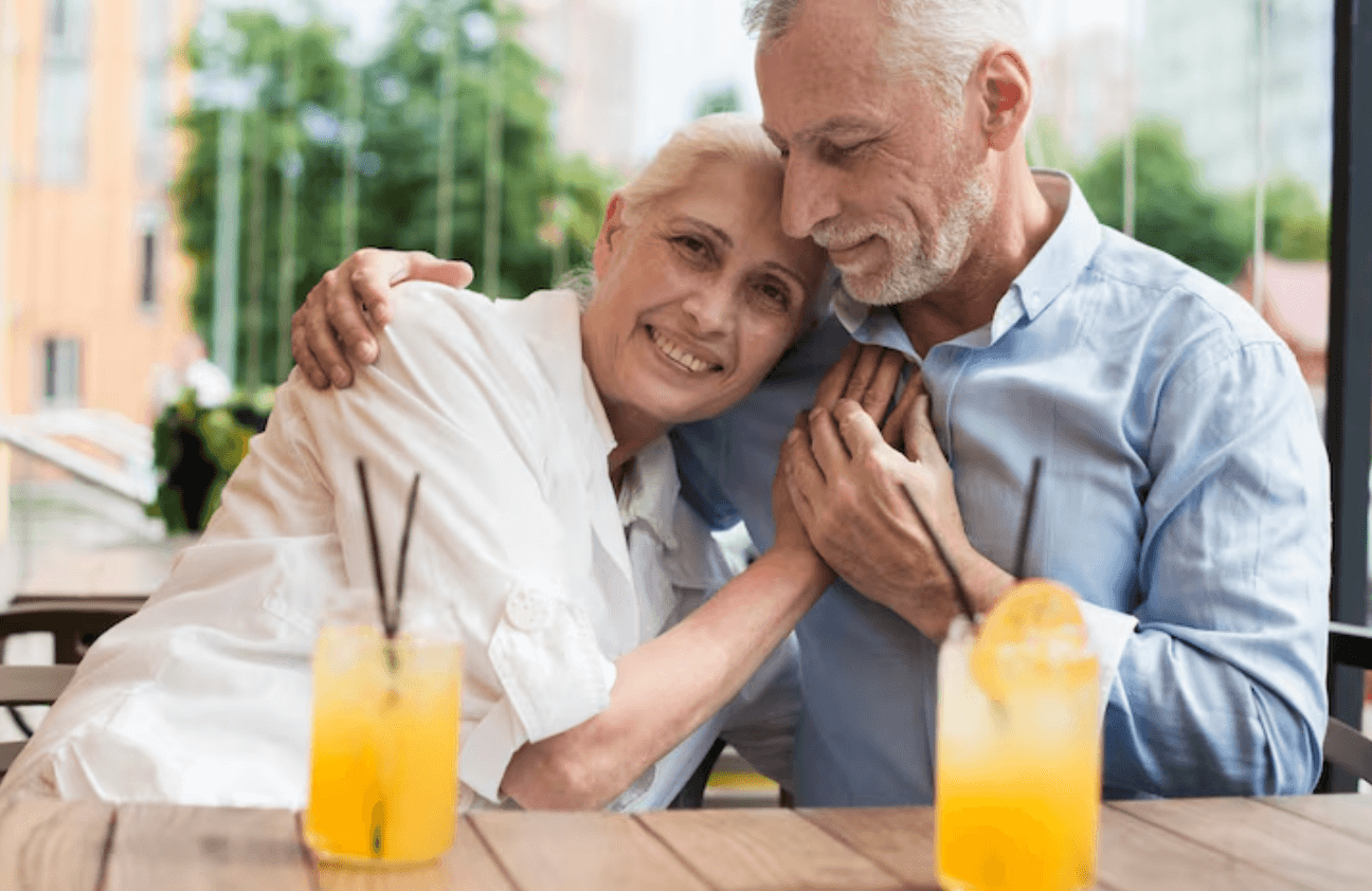 Mature couple enjoying a relaxed outdoor date